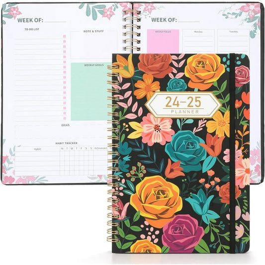 SUOSDEY 2024-2025 Undated Weekly Planner,Hardcover Notebook with Flower