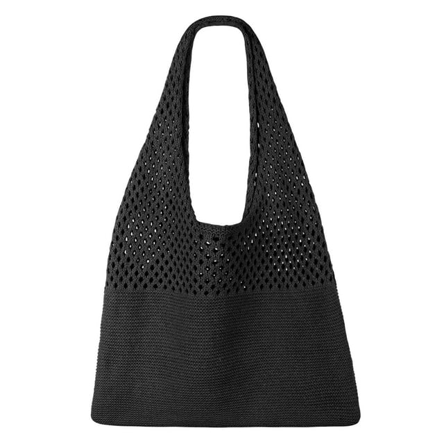 EssFeeni Mesh Beach Tote Bag Crochet Handbags for Women Travel Fishing Net  Woven Shoulder Bag